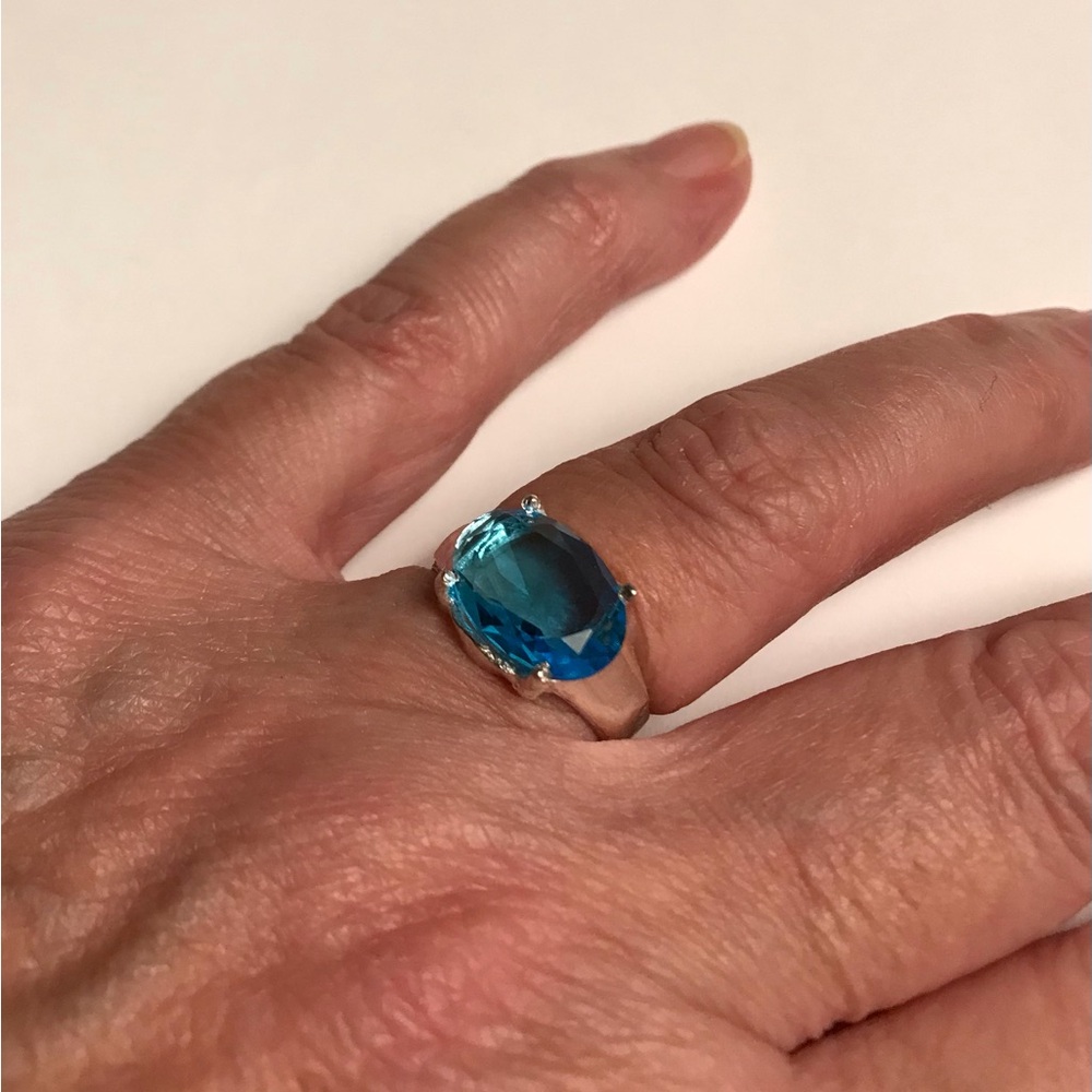 Blue Topaz Stamped 925 Sterling Silver Ring